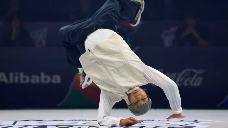 Japanese Ayumi Fukushima competes during women's Breaking B-Girls of the Olympic Qualifier Series in June. Pic: AP