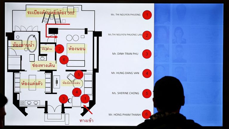 A police graphic of the crime scene showing where the bodies were discovered. Pic: Reuters