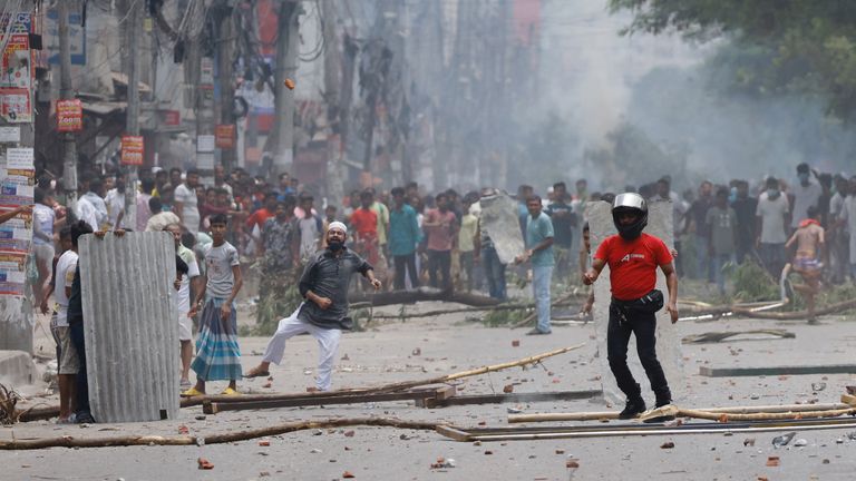 Protesters in Dhaka. Pic: Reuters