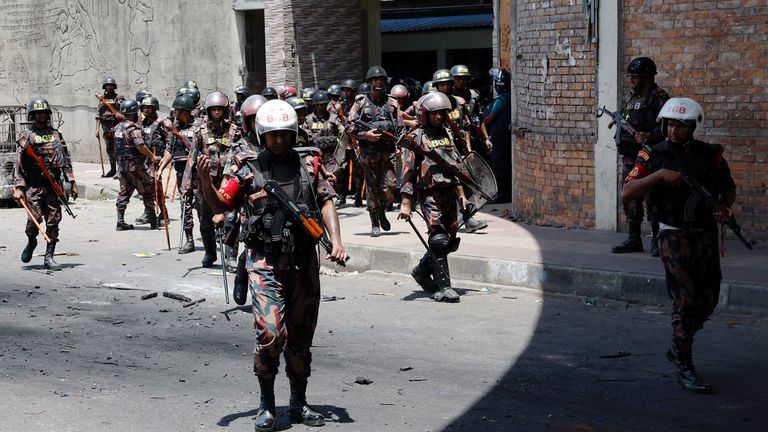 Armed Border Guard paramilitary force on the streets of the capital. Pic: Reuters