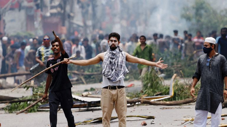 Protesters in the capital Dhaka. Pic: Reuters