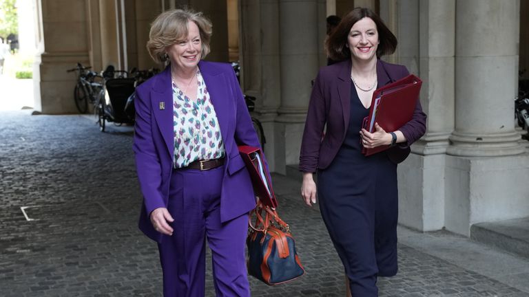 Baroness Smith of Basildon, Leader of the House of Lords and Lord Privy Seal (left) and Bridget Phillipson Secretary of State for Education, arriving in Downing Street.
Pic: PA