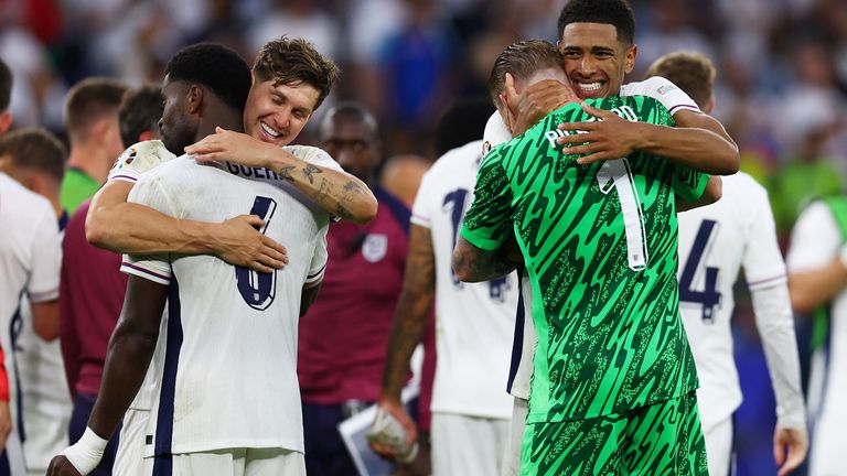 It was joy and relief at the whistle for England.  Photo: Reuters