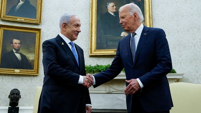Joe Biden meets Benjamin Netanyahu at the White House