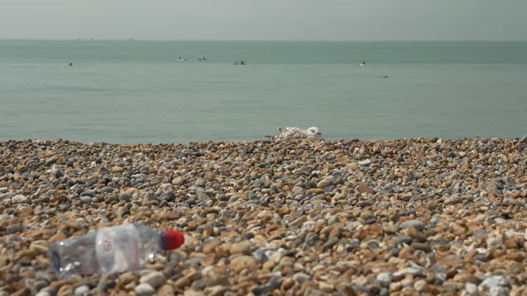Litter on Brighton beach