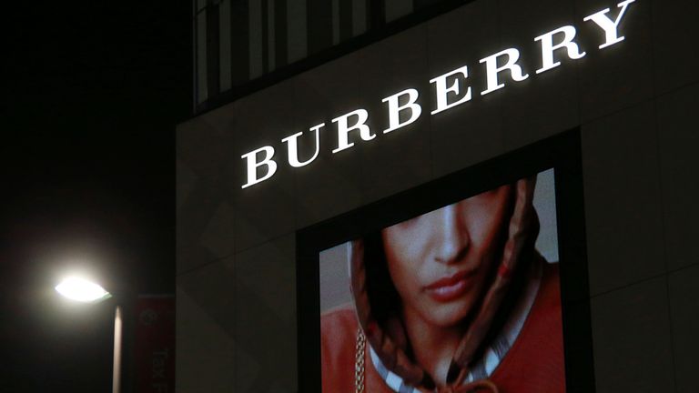 The logo of Burberry is seen in Shinjuku, Tokyo. Pic: AP