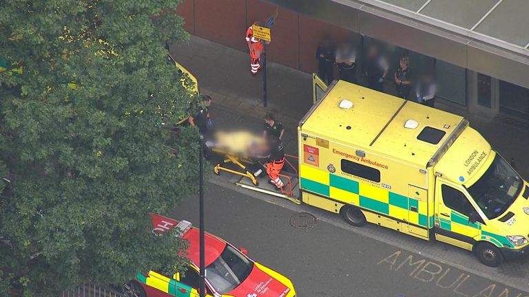 New Sky pictures also show the moment suspect Kyle Clifford was taken into a hospital in central London.