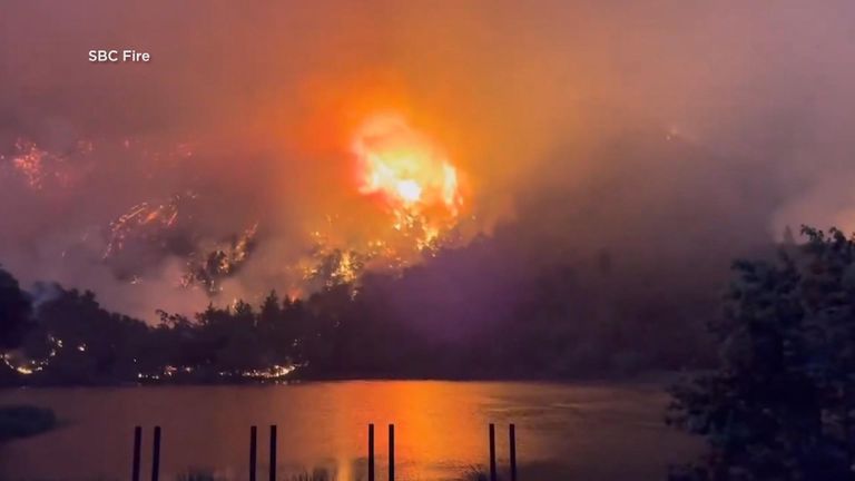 California: Evacuation warnings issued as uncontrolled wildfire grows | US News | Sky News