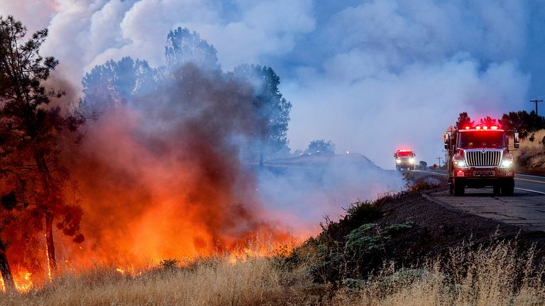 The Park Fire burns along Highway 32. Pic: AP