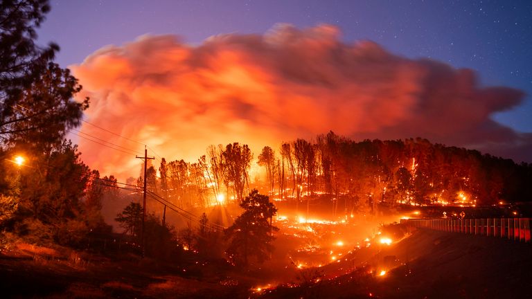 The Park Fire as it burns through parts of California. Pic: AP