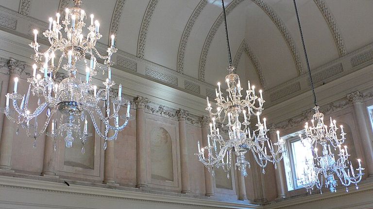 Chandeliers at the Bath Assembly Rooms. Pic: Heather Cowper
