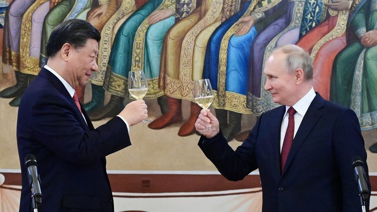 President Xi Jinping and President Vladimir Putin in Moscow in March 2023. Pic: Reuters