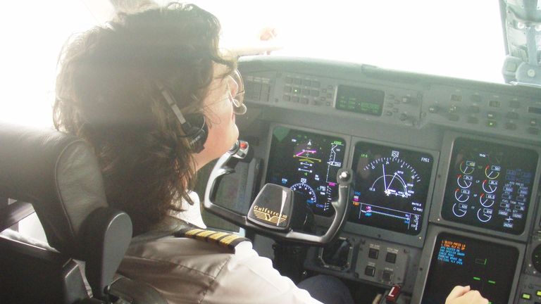 Seasoned pilot Chris McGee in the cockpit