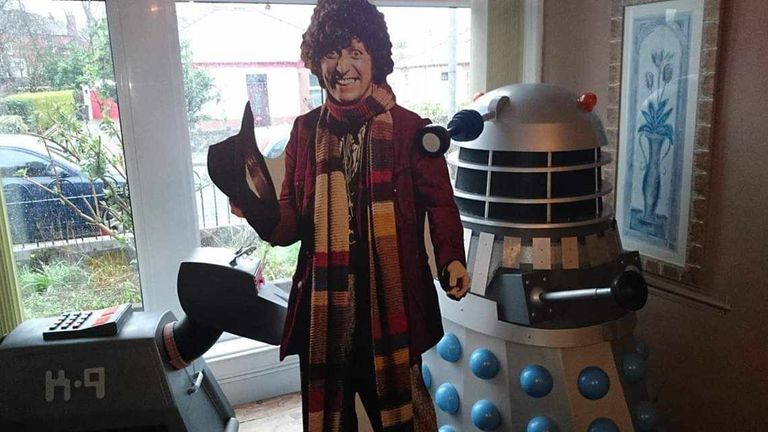 A replica K9 robot, a cardboard cut out of Doctor Who star Tom Baker, and the Dalek. Pic: Davie Kirkwood