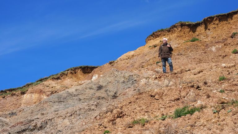 Jeremy Lockwood at the excavation site on the Isle of Wight. Pic: University of Portsmouth