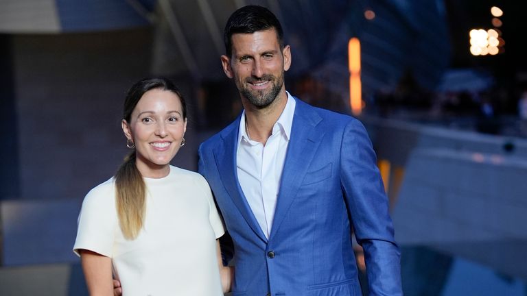 Jelena Djokovic, left, and Novak Djokovic. Pic: AP