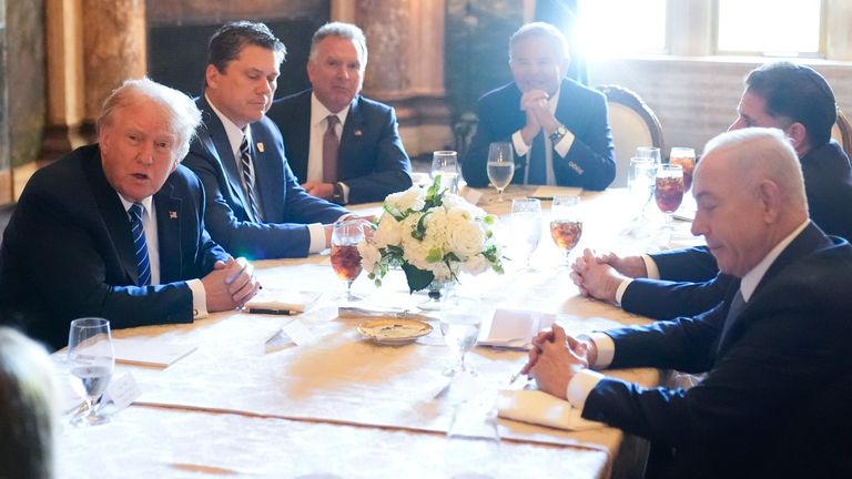 Trump x Netanyahu at Mar-a-Lago. Pic: AP