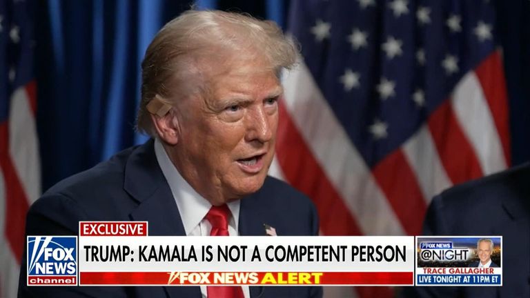 Donald Trump tells Fox News that Kamala Harris is &#39;not a competent person&#39;