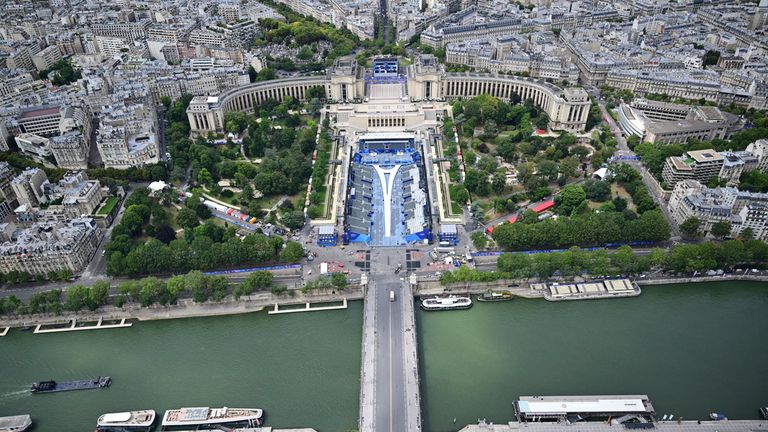 Trocadero Olympics complex that will host the triathlon in Paris. Pic: AP