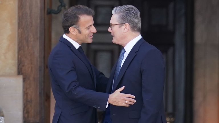 Emmanuel Macron and Keir Starmer.
Pic: PA