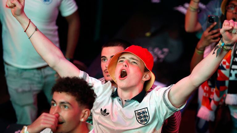 England fans celebrate. Pic: PA
