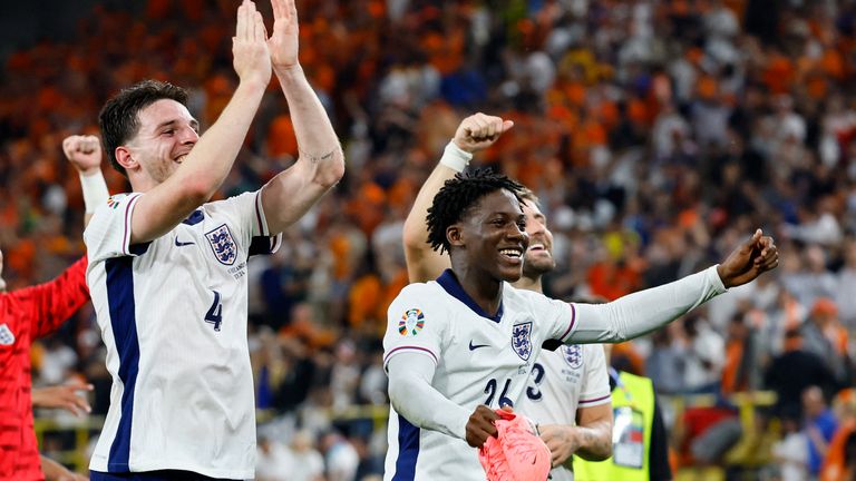 England celebrate reaching the Euro 2024 final. Pic: Reuters