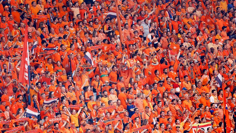 The Oranje fans outnumbered England's inside the stadium in Dortmund. Pic: Reuters