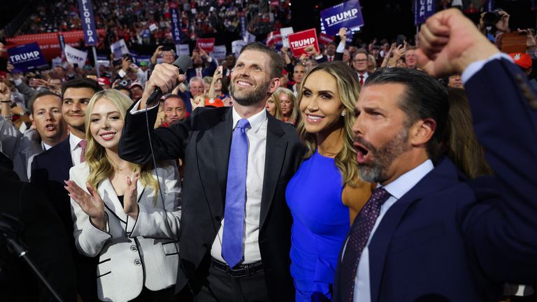 Tiffany Trump, Eric Trump, Lara Trump and Donald Trump Jr at the Republican National Convention before the election.
Pic: Reuters