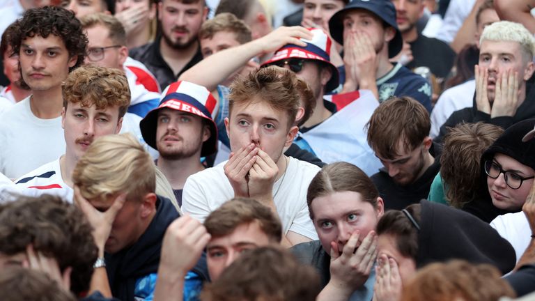 England fans watching the match at 4TheFans Fan Park in Manchester. Pic: Reuters