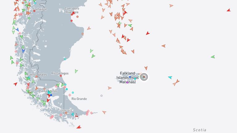 Where the ship was located. Pic: Marinetraffic.com