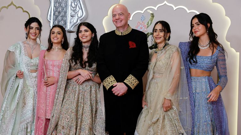 FIFA president Gianni Infantino, his wife Leena Al Ashqar and their children.
Pic: Reuters