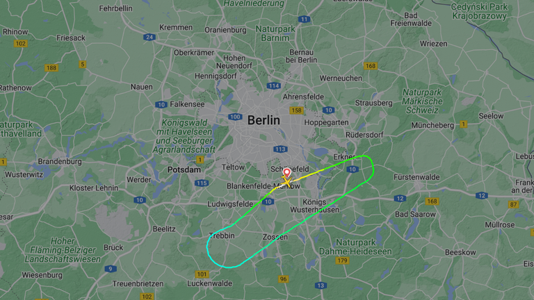 The flight's path. Pic: FlightRadar