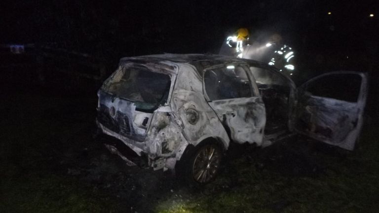 A car connected to the three attacks was found burned out days after Mr Foster's murder. Pic: PA