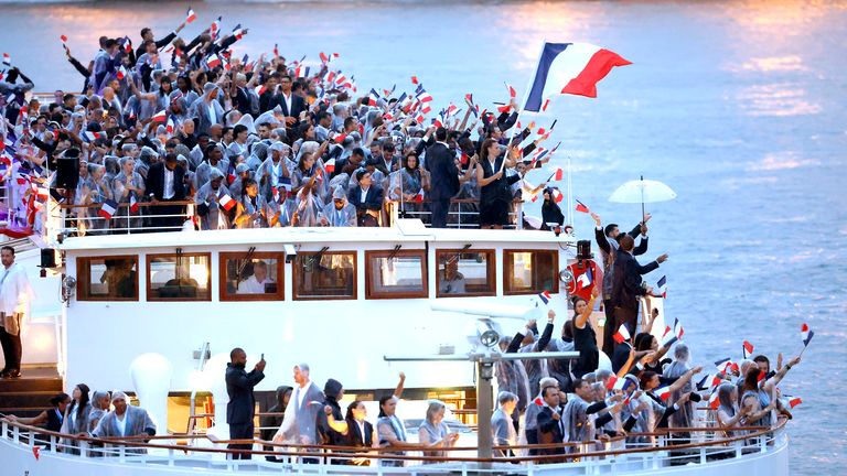 The France Olympic team during the opening ceremony.
Pic PA 