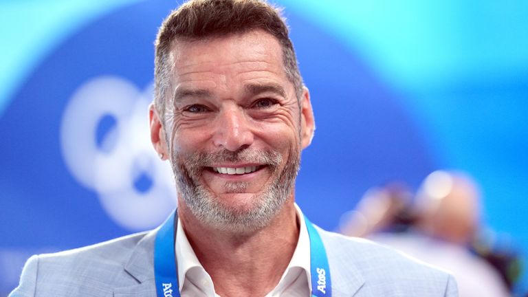 Fred Sirieix, father of British Andrea Spendolini-Sirieix at the Aquatic Center.  Photo: PA