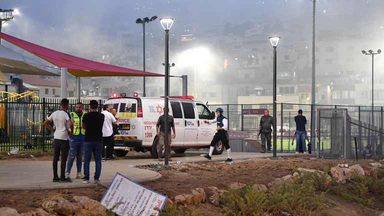 Rocket attack hits football pitch in Israeli-occupied Golan Heights. Pic: Reuters 