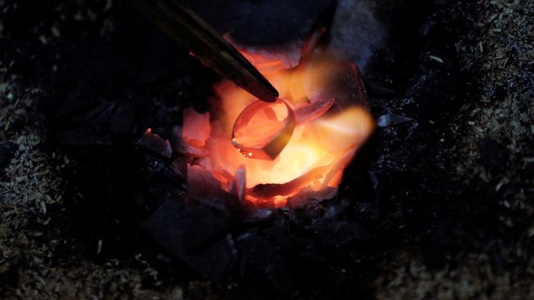 Gold jewellery ready for melting down at a workshop in Sri Lanka. Pic: Reuters