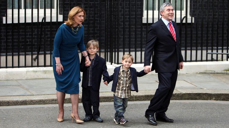 PA
Gordon Brown and wife Sarah leave 10 Downing Street, London, with their sons John (second left) and Fraser following Mr Browns resignation as Prime Minister.