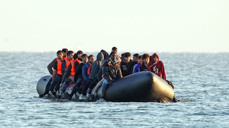 A small boat arrives to collect more people thought to be migrants off the beach in Gravelines, France. Picture date: Monday July 29, 2024.
