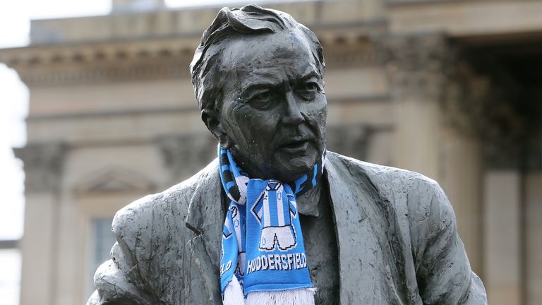 A statue of former prime minister Harold Wilson in Huddersfield town centre. Pic: PA