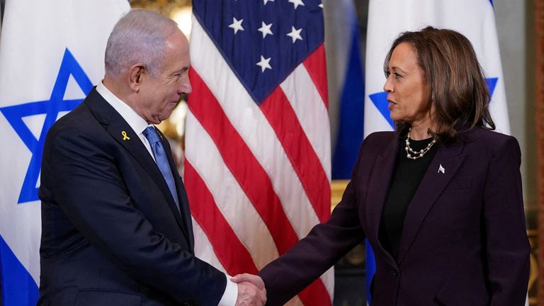 US Vice Kamala President Harris meets with Israeli prime minister Benjamin Netanyahu in Washington
