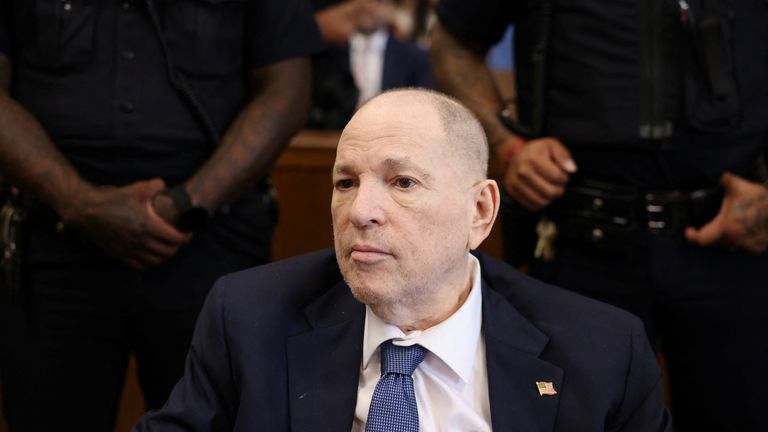 Harvey Weinstein appears in Manhattan Criminal Court.
Pic: Reuters