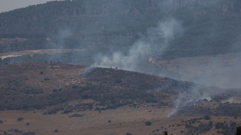 Smoke rises above northern Israel, after Hezbollah claimed it launched more than 200 rockets targeting Israeli military positions in northern Israel July 4, 2024. REUTERS/Ronen Zvulun