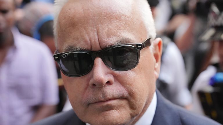 Former BBC news presenter Huw Edwards arriving at Westminster Magistrates' Court. Pic: PA