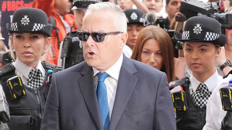 Huw Edwards arriving at Westminster Magistrates' Court.
Pic: PA