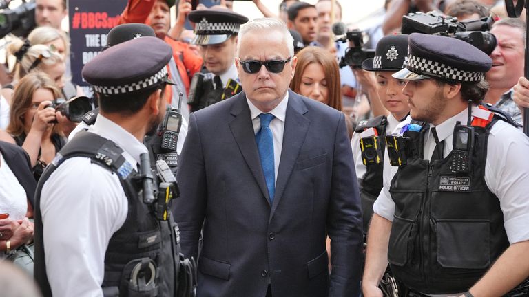 Huw Edwards arriving at Westminster Magistrates' Court.
Pic: PA 