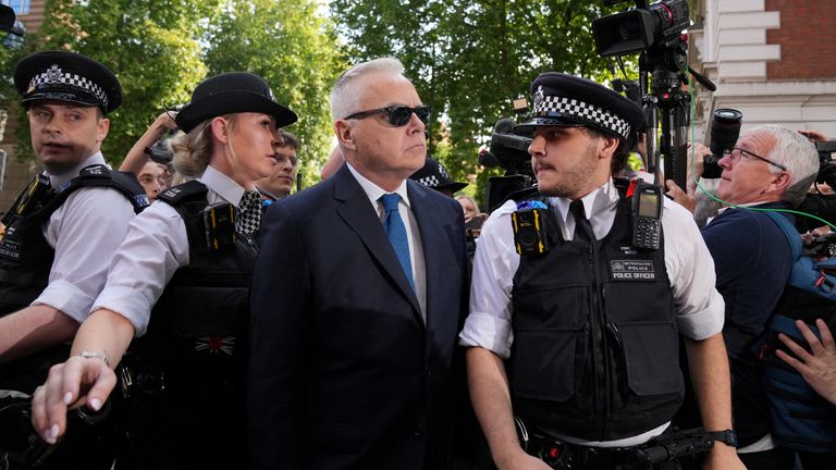 Huw Edwards outside Westminster Magistrates' Court.
Pic: Reuters