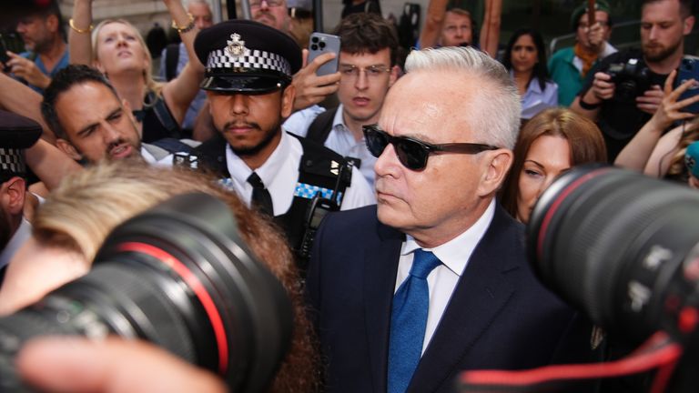 Huw Edwards leaves Westminster Magistrates' Court.
Pic: PA