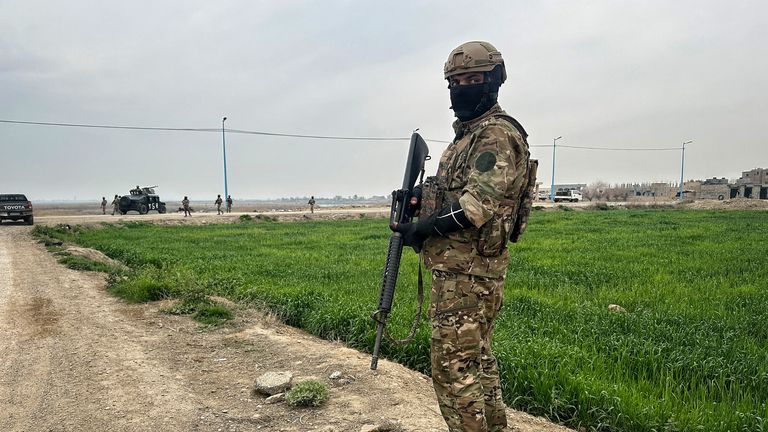 Troops from the Syrian Democratic Forces (SDF) on patrol