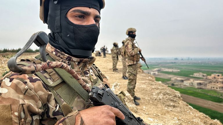 Troops from the Syrian Democratic Forces (SDF) on patrol